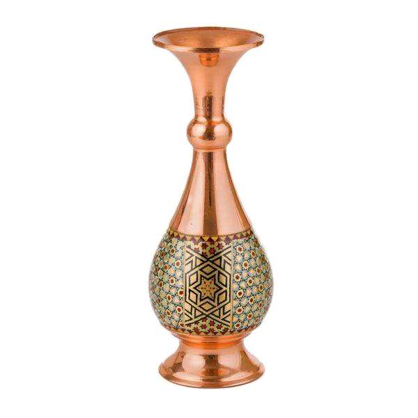 گلدان خاتم کاری مسی طرح صراحی مدل ماهور کد 16