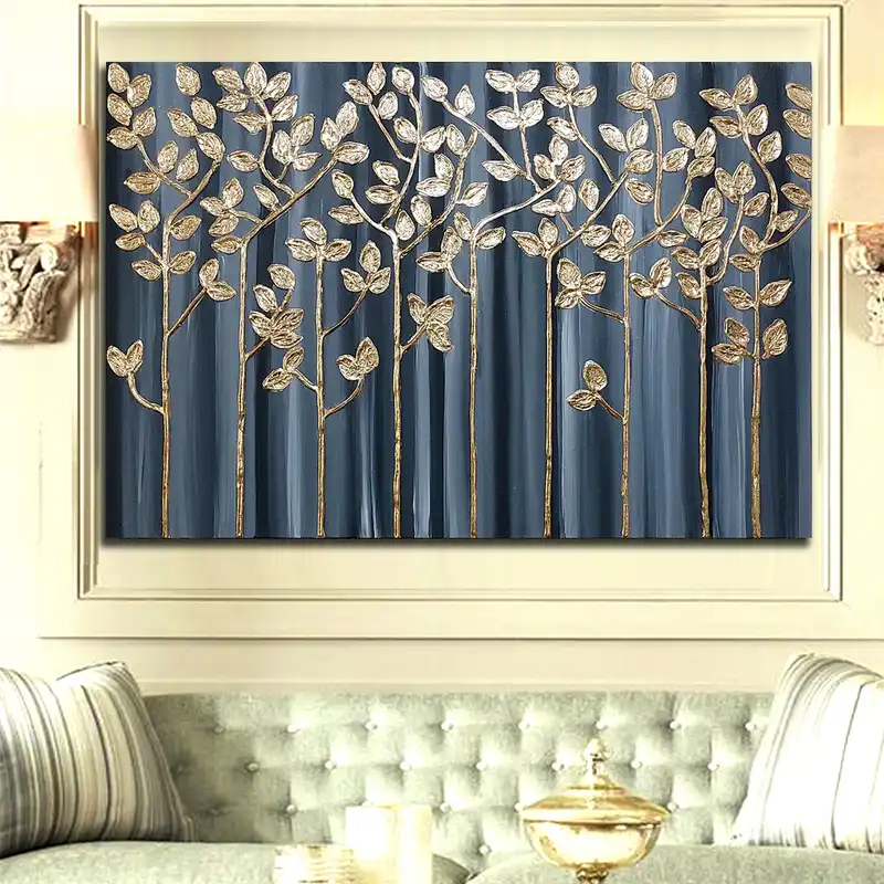 تابلو نقاشی ورق طلا مدل نقش برجسته طرح درختان کد 138