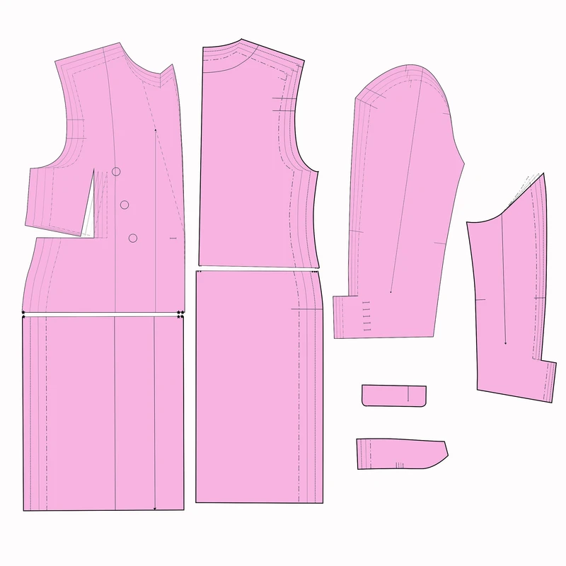 الگو خیاطی پالتو زنانه سایز 36 تا 48