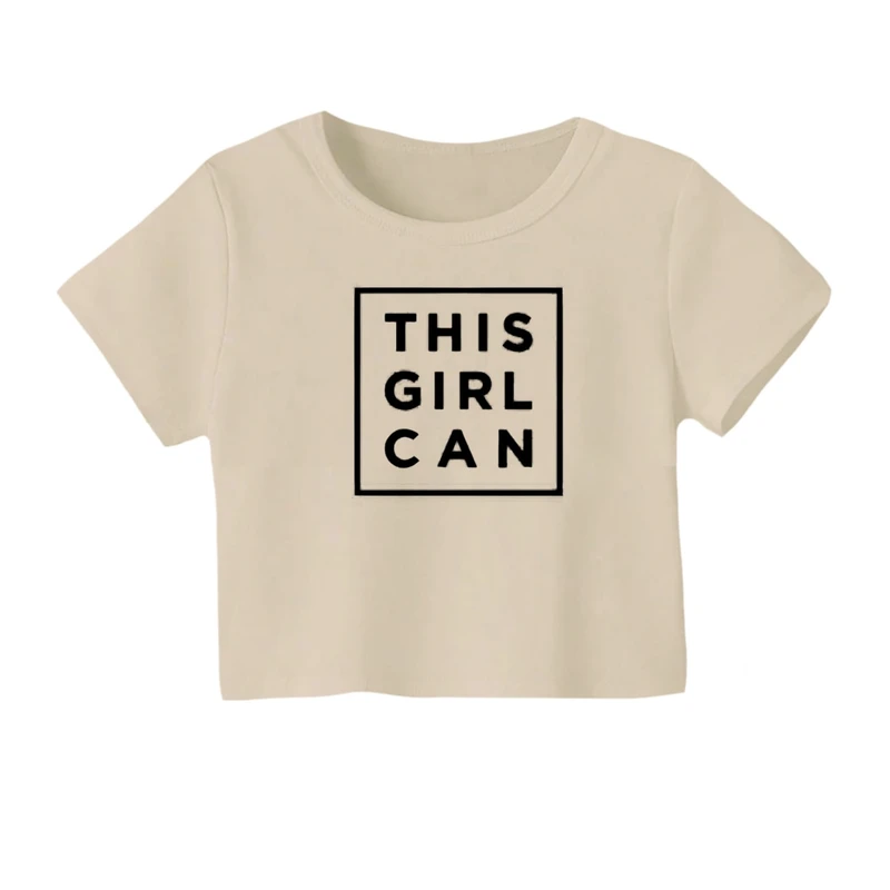 کراپ‌ تی‌شرت آستین کوتاه زنانه مدل گرل کن