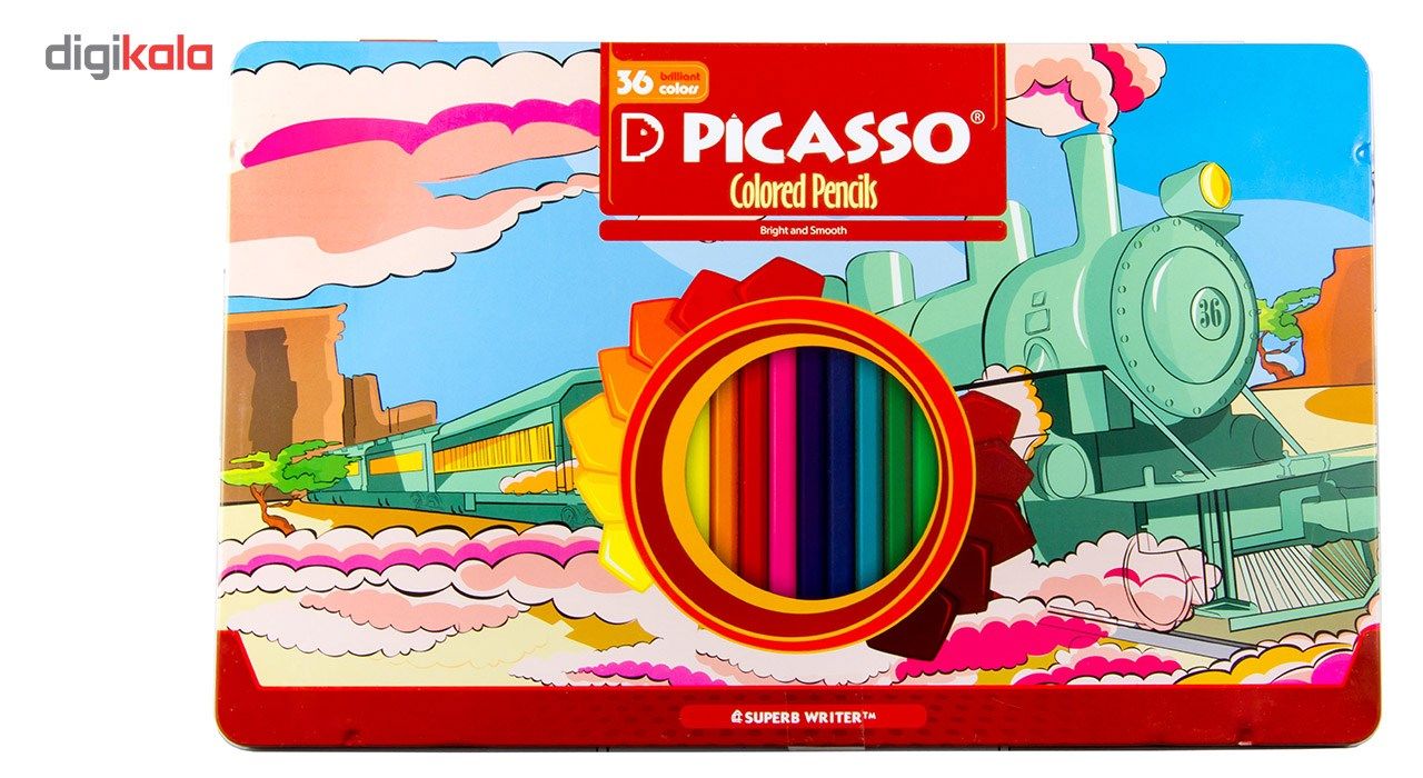 مداد رنگی 36 رنگ پیکاسو مدل Superb Writer طرح لوکوموتیو