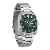 ساعت مچی عقربه‌ای کوارتز مردانه مدل دو تقویم دی دیت صفحه مربعی کد 104