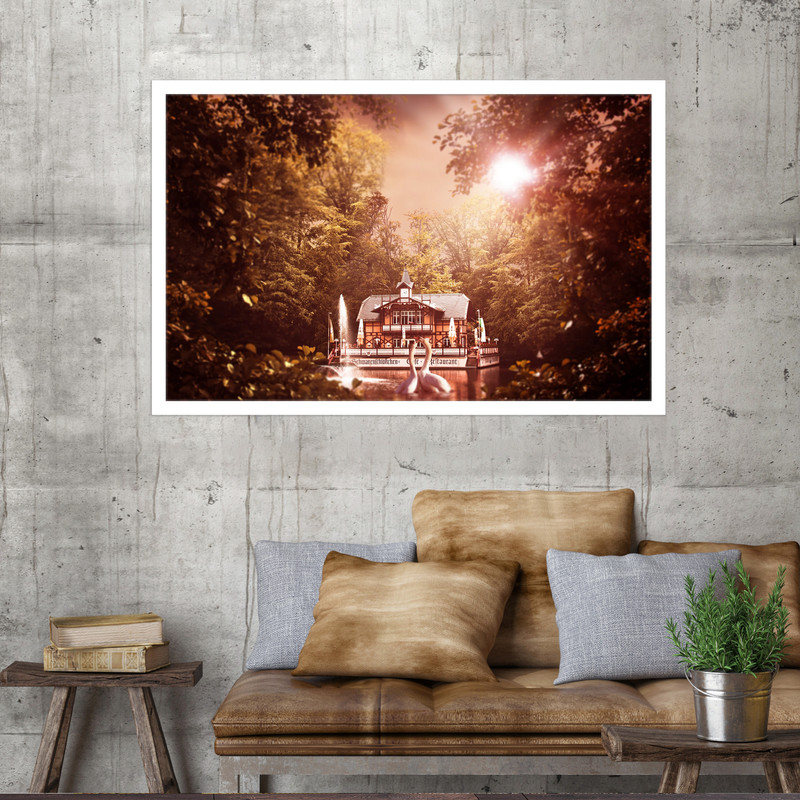 تابلو نوری بکلیت طرح خانه قو سفید مدل W-MO1628