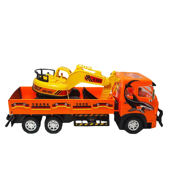 ماشین بازی دورج مدل کامیون حمل بیل مکانیکی بسته 2 عددی