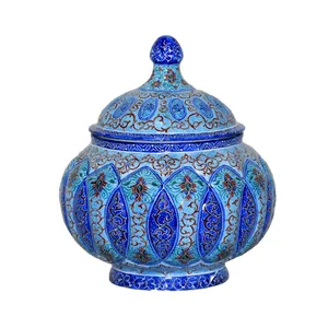 قندان مسی میناکاری شده سی دا طرح اسلیمی کد MI05004