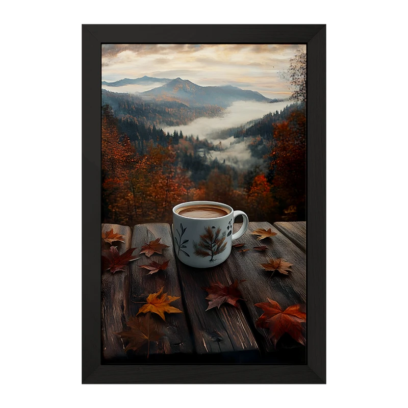 تابلو خندالو مدل فنجان قهوه و جنگل کد F7366