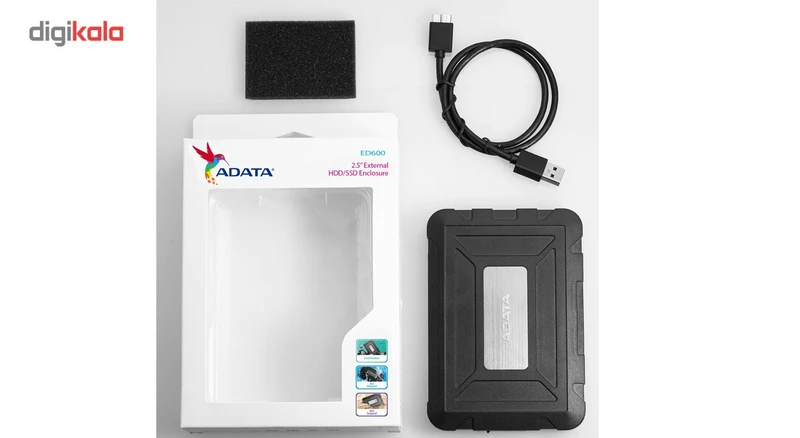 عکس شماره 7 : قاب اکسترنال ای دیتا مدل ed600 مناسب برای هارد دیسک و حافظه اس اس دی 2.5 اینچی