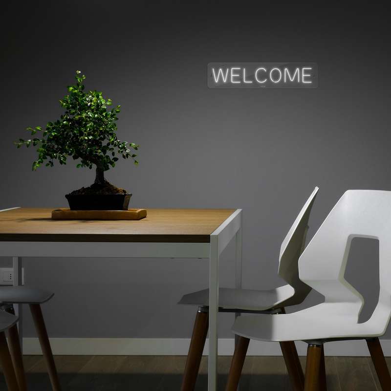 چراغ دیواری نئون دیزاین طرح Welcome_WHT