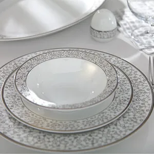 سرویس چینی 28 پارچه غذاخوری چینی زرین ایران سری ایتالیا اف مدل ایوی درجه یک