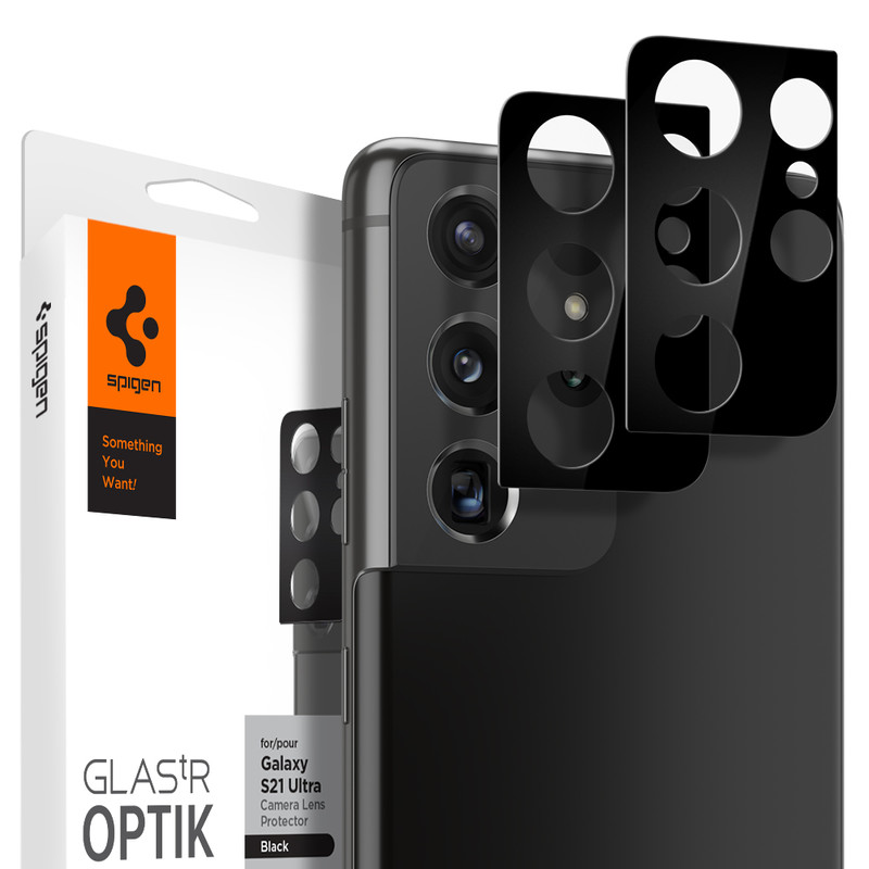 محافظ لنز دوربین اسپیگن مدل GlastR مناسب برای گوشی موبایل سامسونگ Galaxy S21 Ultra بسته دو عددی