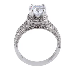 انگشتر نقره زنانه بازرگانی میلادی مدل تک نگین جواهری روکش رادیوم کد AWR_1179