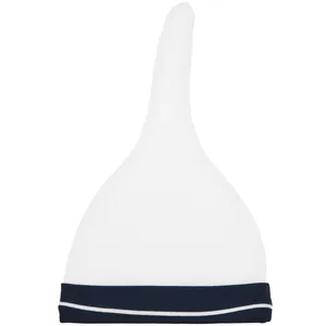 کلاه دنباله‌دار نوزادی نیلی مدل Navy Blue Stripes