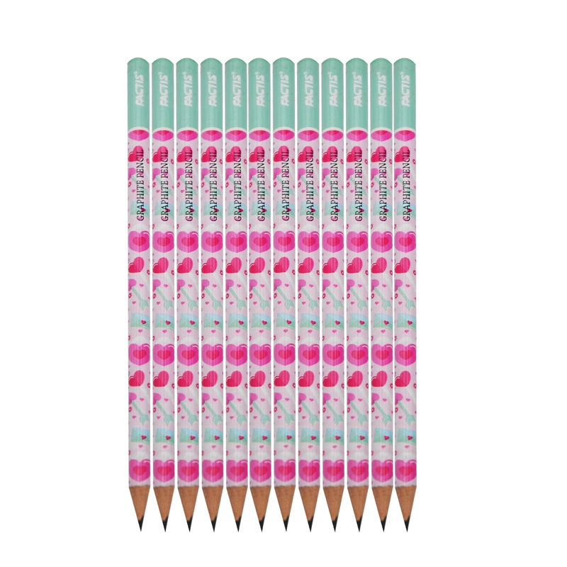 مداد مشکی فکتیس طرح قلب کد 010 بسته 12 عددی
