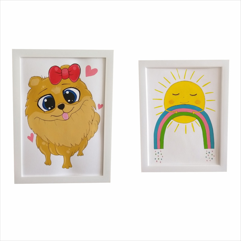 تابلو کودک و نوزاد طرح سگ و خورشید کدT-3017 مجموعه 2عددی