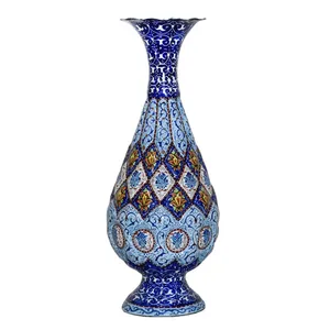 گلدان مسی میناکاری شده سی دا کد MI03014 ارتفاع 25  سانتی متر