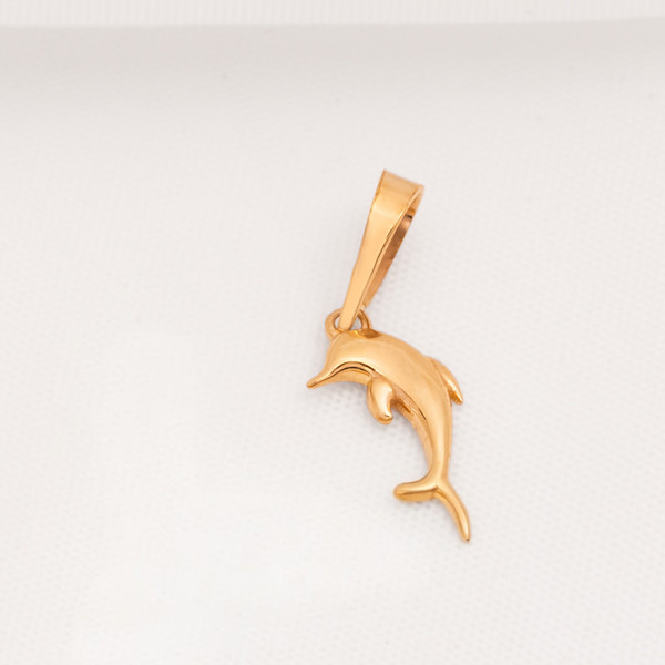 آویز گردنبند طلا 18 عیار زنانه ماوی گالری طرح دلفین برجسته