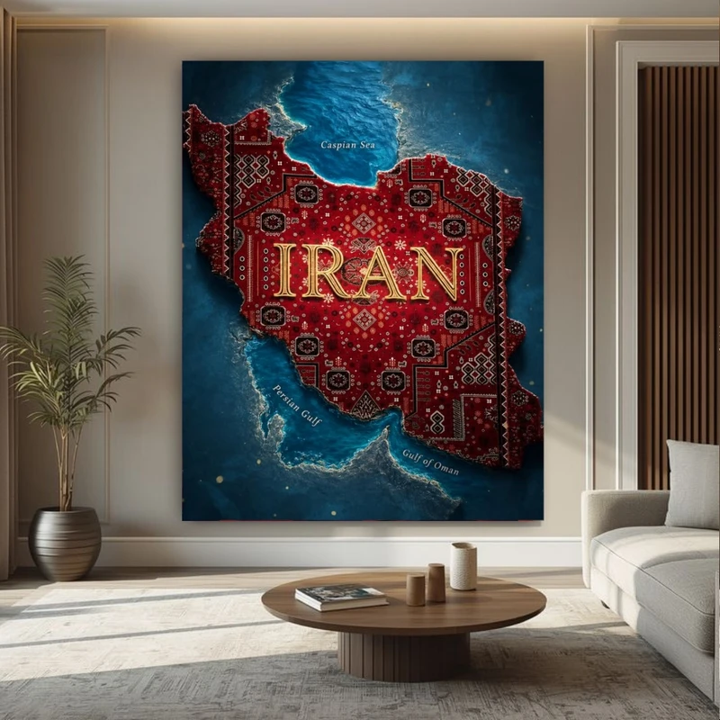 پوستر پارچه ای طرح مخمل  نقشه ایران مدل سنتی کد BK58122