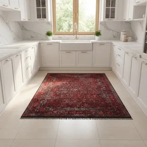 فرش پارچه‌ای مدل نگین سرخ