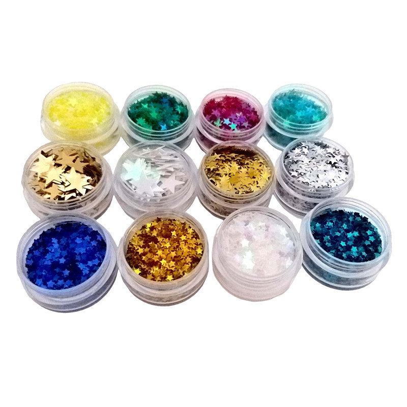 پودر اکلیل مدل ستاره هولو گرامی کد ASH-11  وزن 44 گرم مجموعه 12 عددی