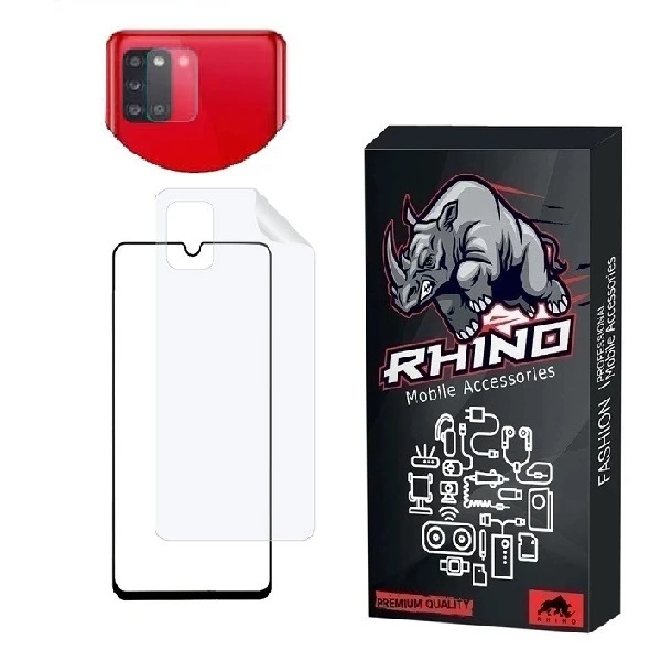 محافظ صفحه نمایش راینو مدل FUL مناسب برای گوشی موبایل سامسونگ Galaxy A71 به همراه محافظ پشت گوشی و محافظ لنز دوربین