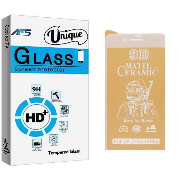 محافظ صفحه نمایش سرامیکی مات ای اف اس مدل Unique Glass مناسب برای گوشی موبایل اپل iphone 7 / 8P