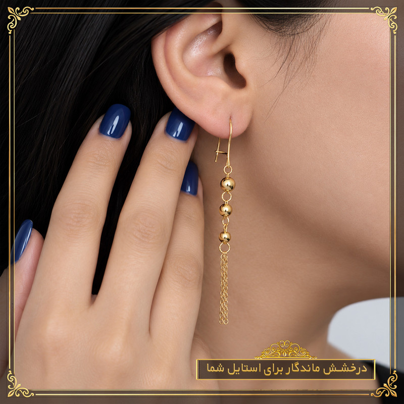  نیم ست طلا 18 عیار زنانه طلای معتمدی مدل کراواتی گوی دار
