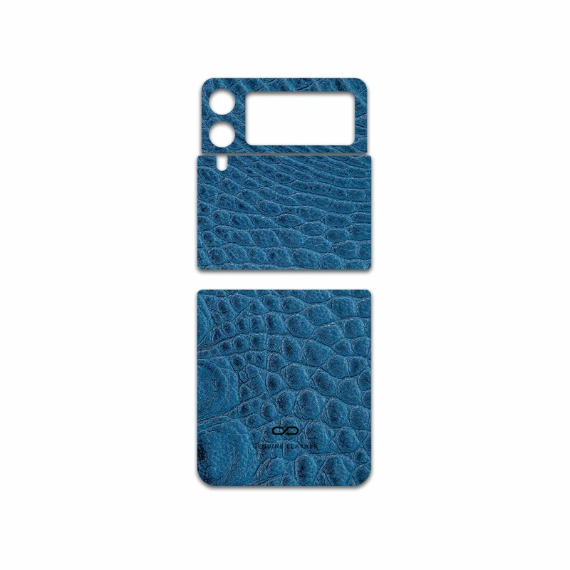 برچسب پوششی ماهوت مدل Blue-Crocodile-Leather مناسب برای گوشی موبایل سامسونگ Galaxy Z Flip3 5G
