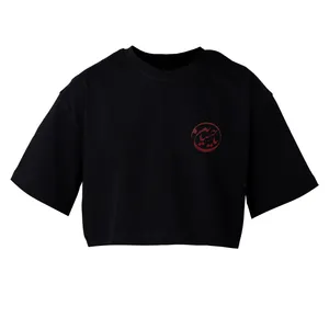 کراپ‌تاپ آستین کوتاه زنانه مدل محرمی کد 09 رنگ مشکی