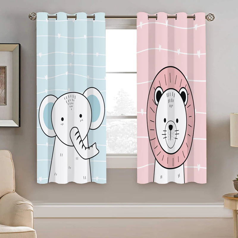 پرده نیروانا طرح شیر و فیل کودک مدل مخمل کد 5119 سایز 140×200 سانتی متر