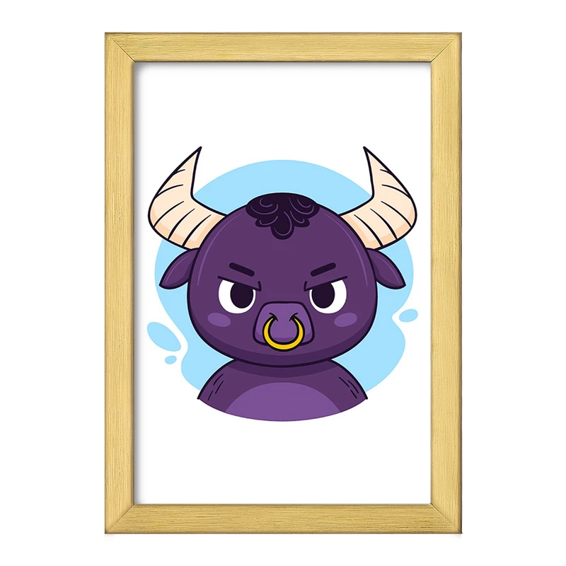 تابلو خندالو طرح گاومیش حیوانات بامزه کد 37165