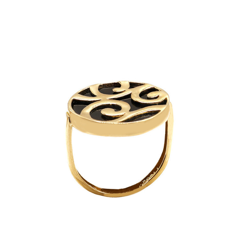 انگشتر طلا 18 عیار زنانه الی گالری مدل موج و سنگ سایز 53