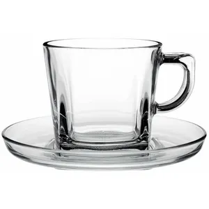 Pasabahce Carre 95307 Cup and Saucer Set Pack of 6