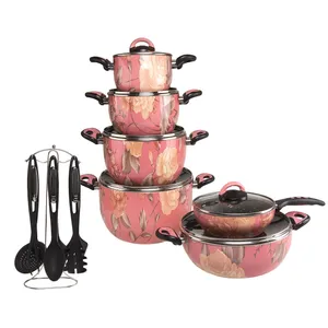 سرویس پخت و پز گرانیت 19 پارچه تی وان تی طرح گلدار مدل T116