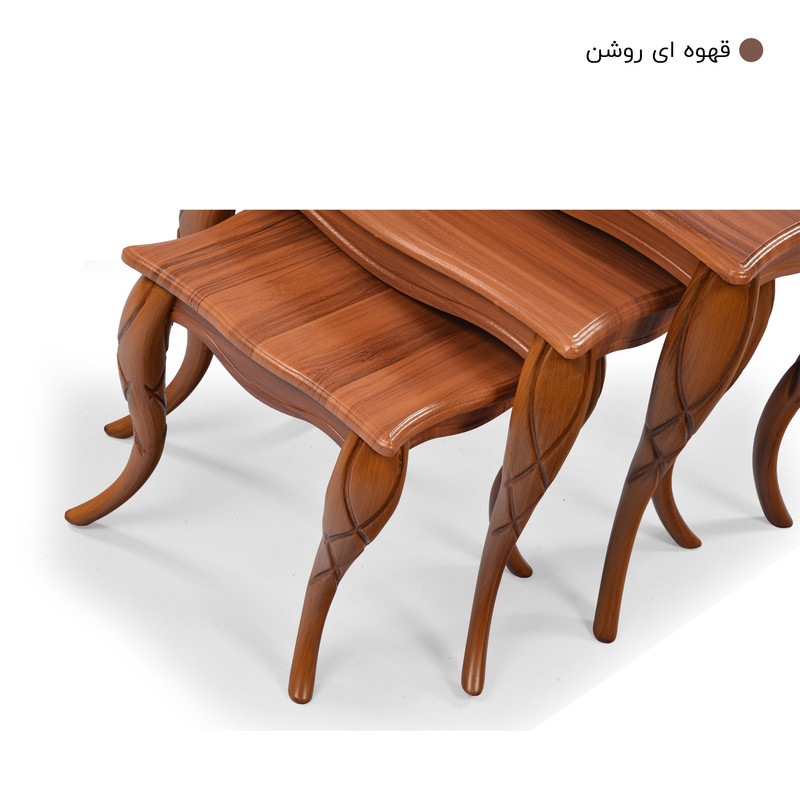 میز عسلی میز چوب مدل پیچک مجموعه 3 عددی