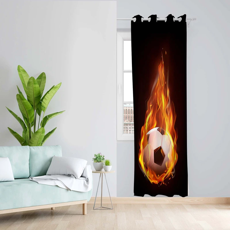 پرده طرح توپ فوتبال مدل مخمل پانچی کد 5090 z سایز 140x200 سانتی متر