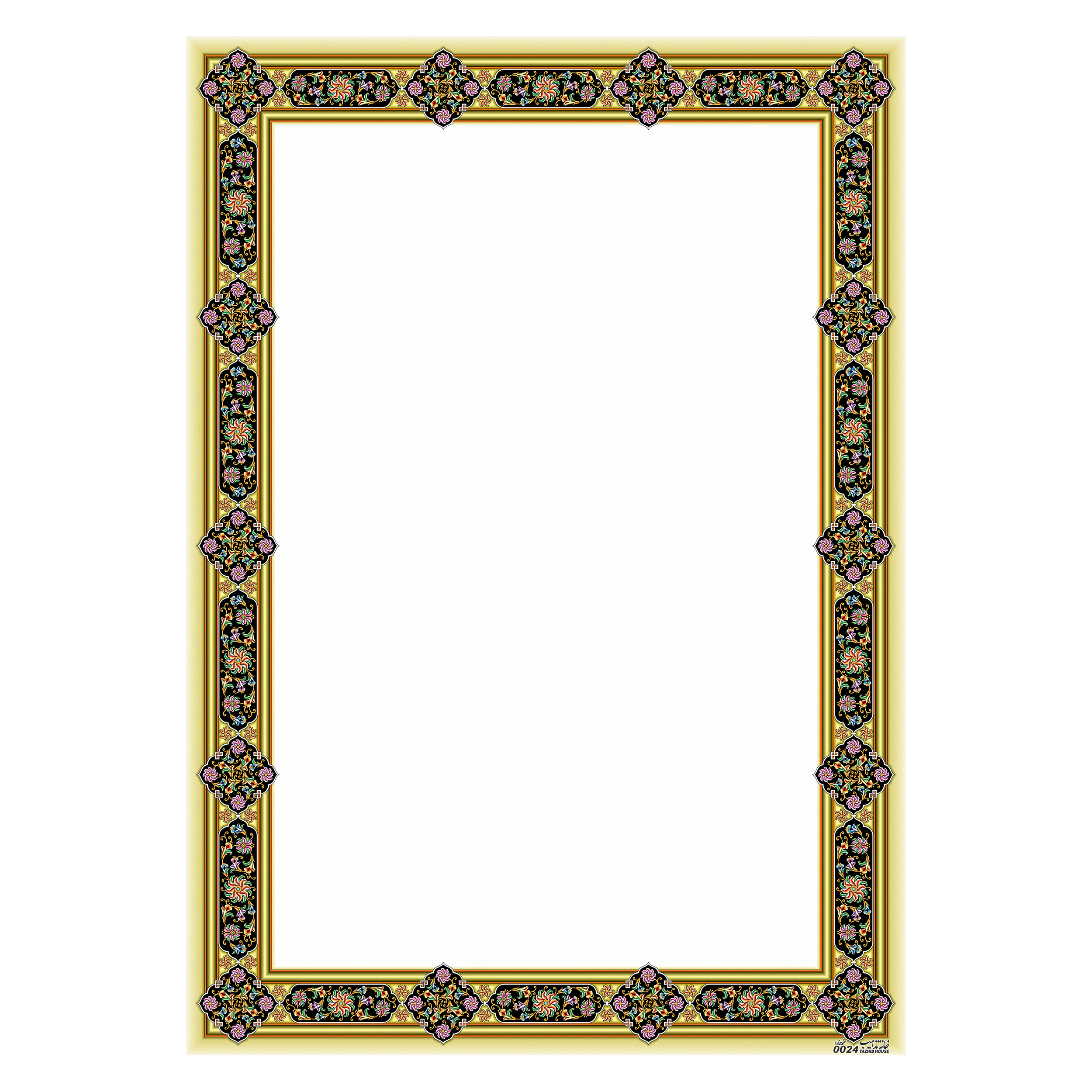 کاغذ تذهیب A4 خانه تذهیب طرح گل فرنگ کد 0024 بسته 10عددی