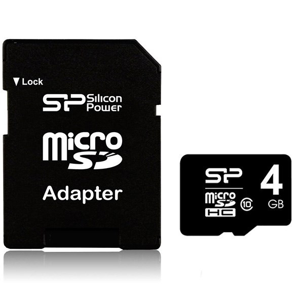 کارت حافظه microSDHC سیلیکون پاور کلاس 10 همراه با آداپتور SD ظرفیت 4 گیگابایت