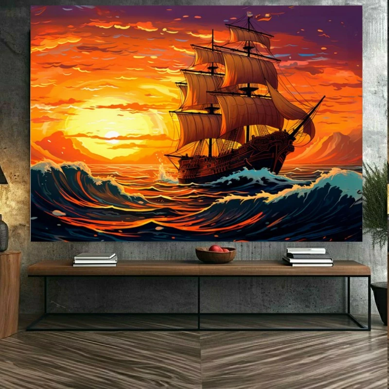 استیکر طرح طلوع خورشید مدل موج دریا کد FP105516