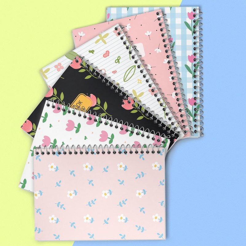 دفتر نقاشی 50 برگ خندالو طرح گل گلی کد 80 مجموعه 6 عددی