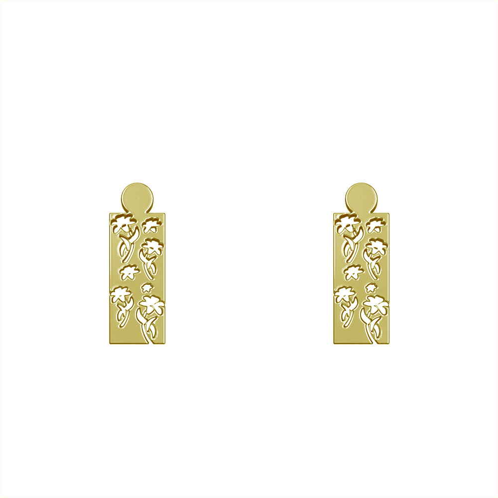 گوشواره طلا 18 عیار زنانه مدوپد مدل گل کد GA1-14383