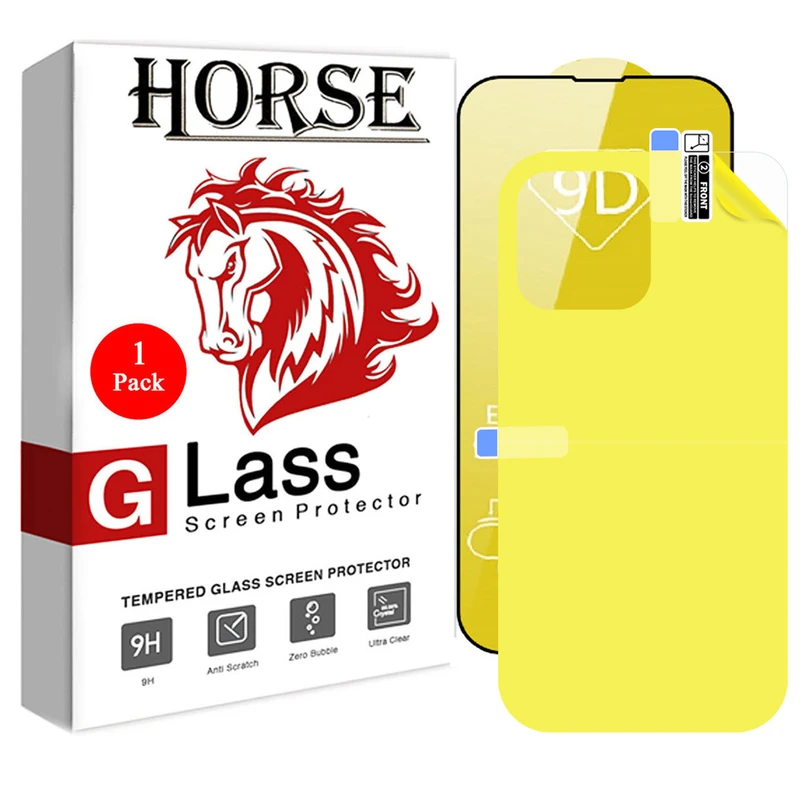 محافظ صفحه نمایش هورس مدل 2FN_14 مناسب برای گوشی موبایل اپل iPhone 14 به همراه محافظ پشت گوشی