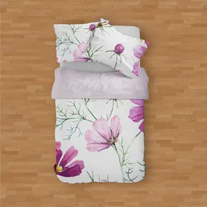 سرویس خواب مدوپد طرح گل آبرنگی مدل PAT00052 یک نفره 4 تکه