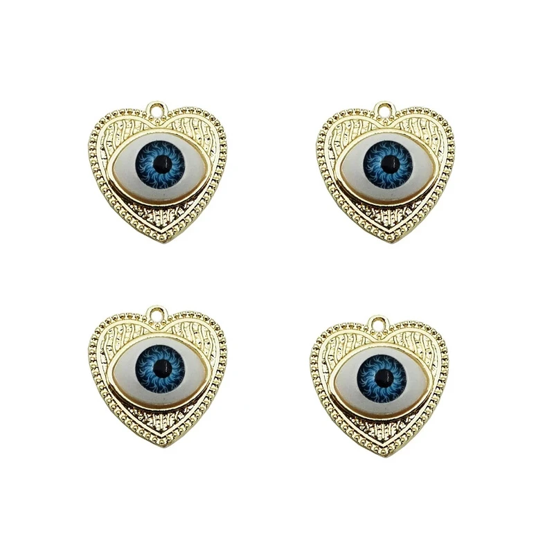 آویز گردنبند زنانه مدل قلب چشم و نظر کد 06 مجموعه 4 عددی