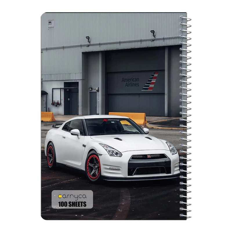 دفتر شطرنجی 100 برگ سیمی کارنیکا طرح نیسان جی تی‑آر Nissan GT‑R کد 14425