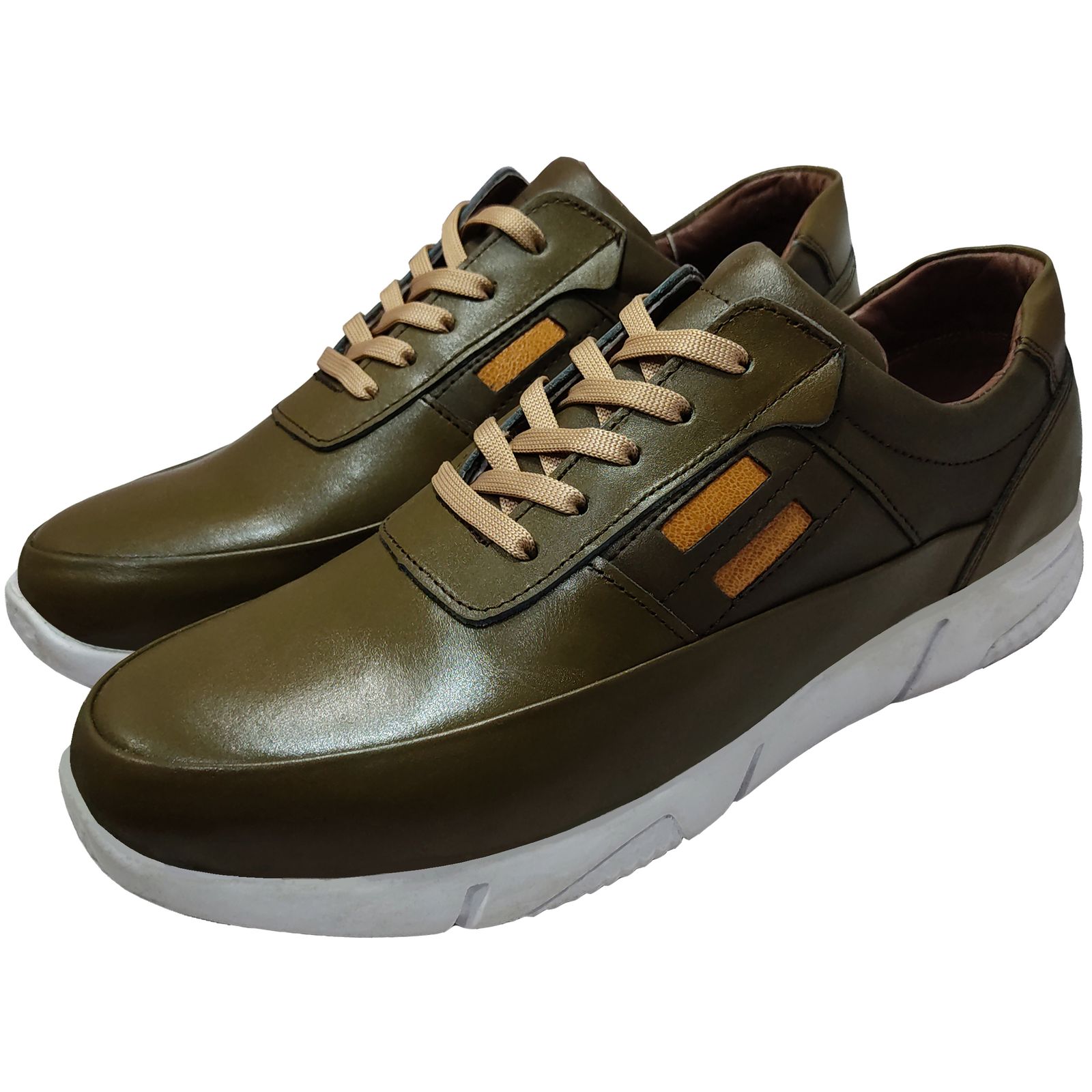 کفش طبی مردانه چرم تبریز مدل سروش رنگ زیتونی - - 7