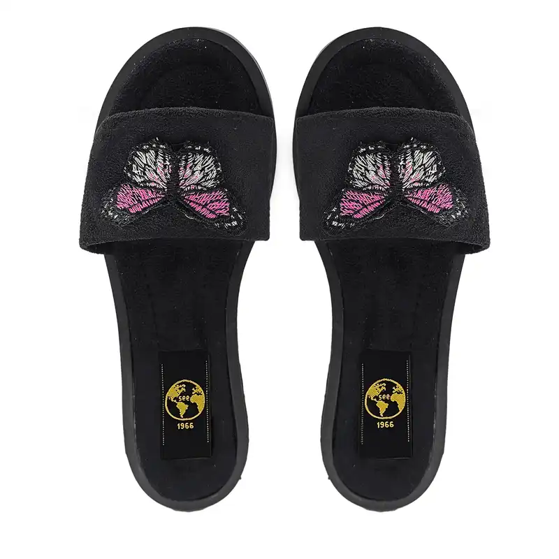 صندل زنانه سیی مدل پروانه ای کد 1716.2