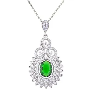 گردنبند نقره زنانه مدل زمرد AMT-M118