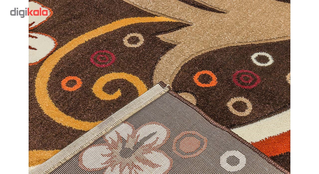 فرش ماشینی سهند کد PI05.X7 طرح فانتزی زمینه قهوه ای