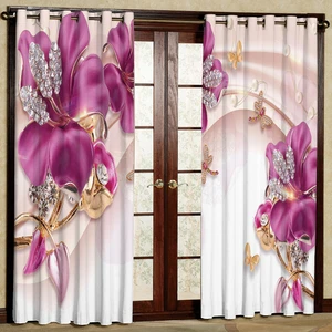 پرده مدل گل دار مخمل پانچی کد 1338 سایز 140x280 سانتی متر