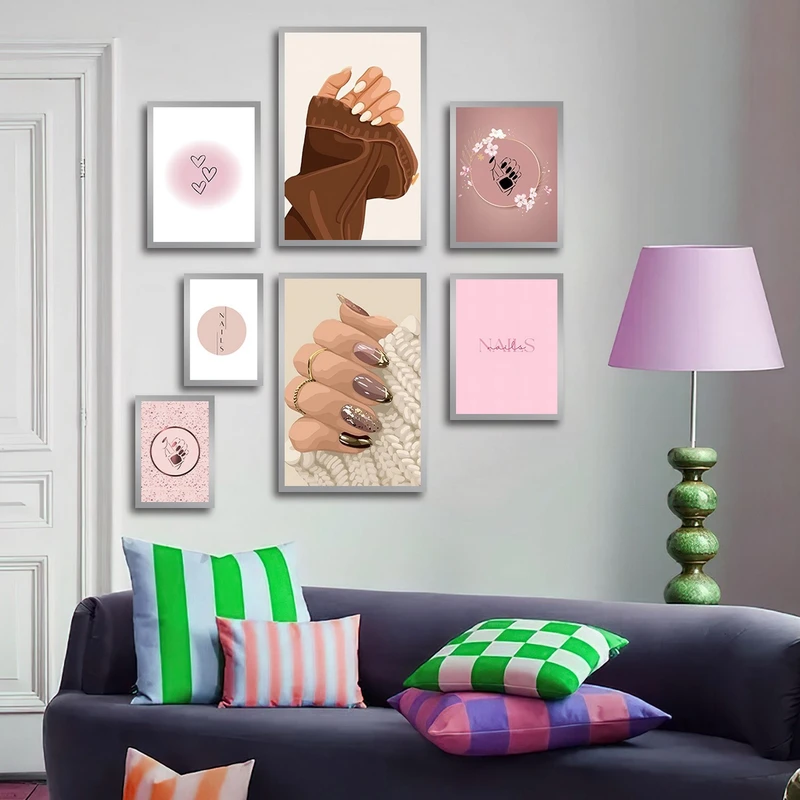 تابلو بکلیت طرح سالن زیبایی و کاشت ناخن مدل شاین اکلیلی SI-3078 مجموعه 7 عددی